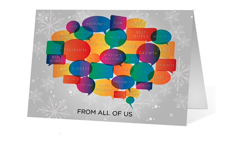 Vibrant wishes corporate holiday greeting card thumbnail
