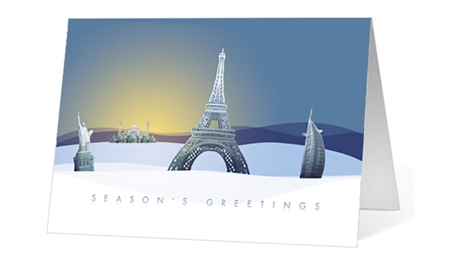 Symbolic Landmarks corporate holiday greeting card thumbnail