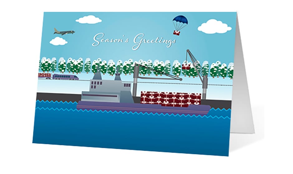 Traveling gift corporate holiday greeting card thumbnail