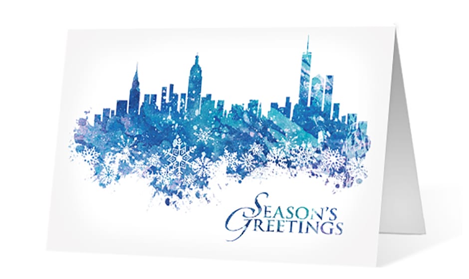 watercolor wishes corporate holiday greeting card thumbnail