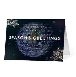 A World Turning corporate holiday print card thumbnail