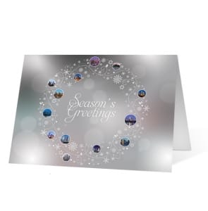 White Blue Wreath Photo corporate holiday greeting card thumbnail