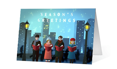 2019 city carolers corporate holiday greeting card thumbnail