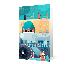 2019 city celebration corporate holiday greeting card thumbnail