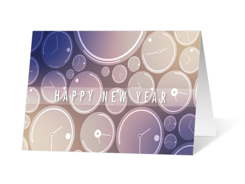 2021 Clocks Strike Midnight Holiday Print Card Thumbnail